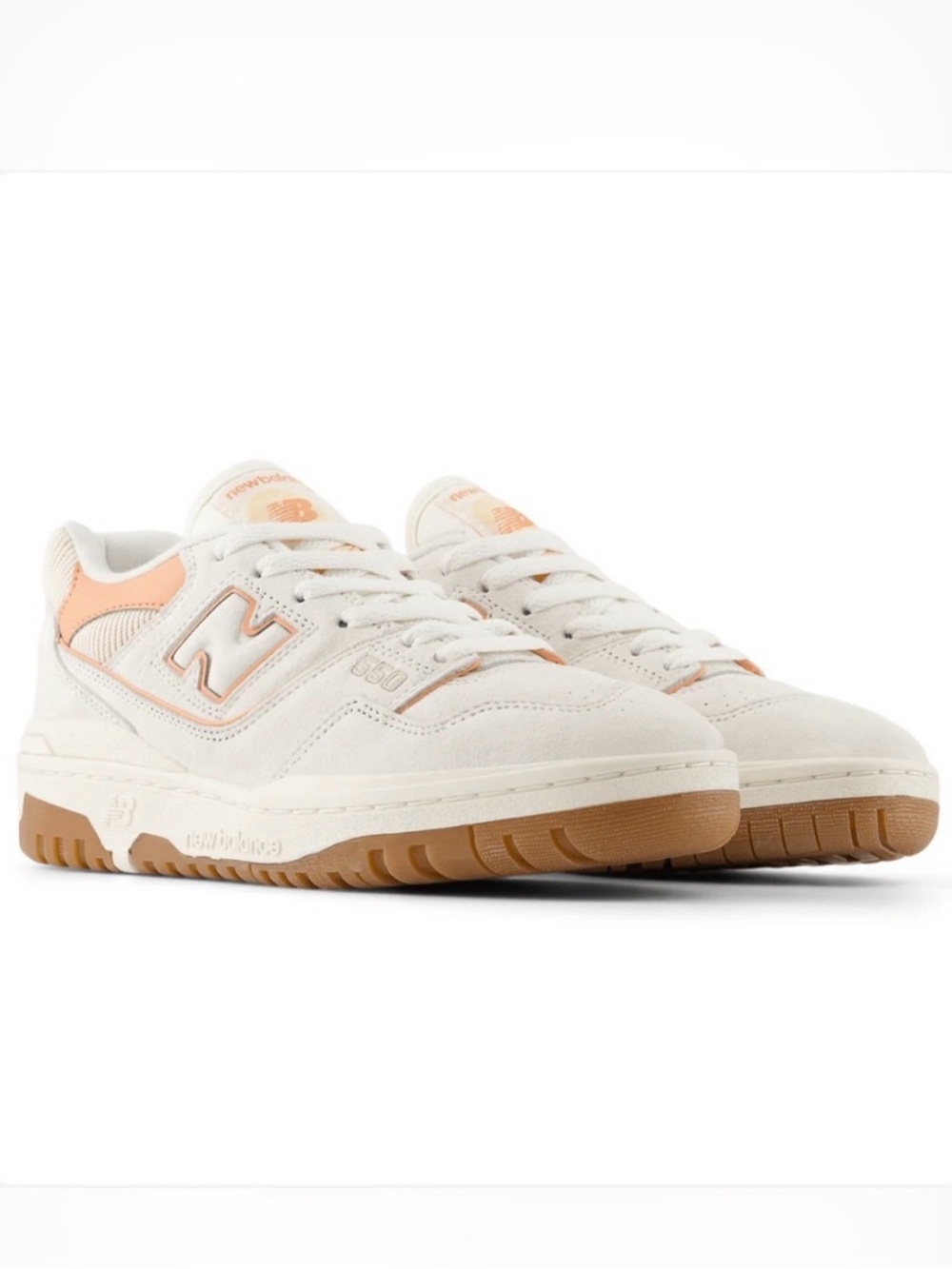 New Balance Cream sea salt / Peach Low-Top Sneakers 8.5 550 ortholite - Picture 1 of 3